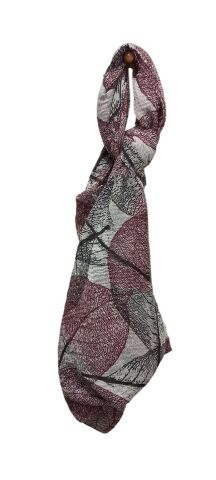 Bordo Gri Vual Desenli Fular