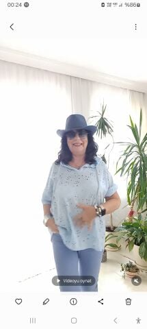 İtalyan  Mavi Fisto Kapşolu Kısa Kollu Tünik