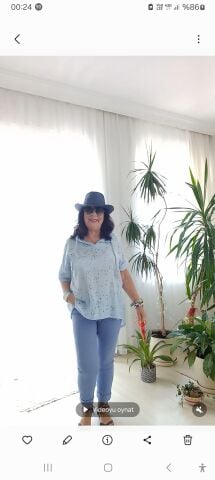 İtalyan  Mavi Fisto Kapşolu Kısa Kollu Tünik