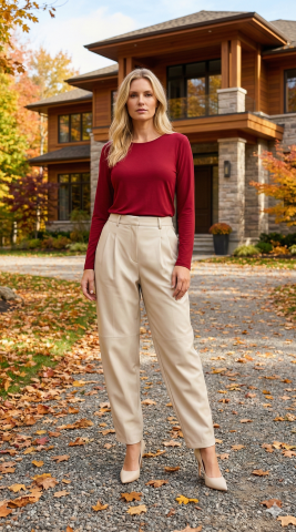 İnce Bordo İtalyan Yuvarlak Yaka Triko Bluz