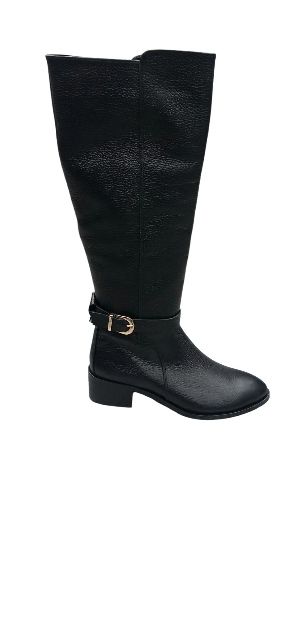 Siyah Rengi Uzun  Hakiki Deri Fermuarlı Çizme