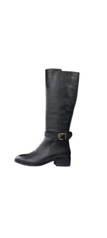 Siyah Rengi Uzun  Hakiki Deri Fermuarlı Çizme