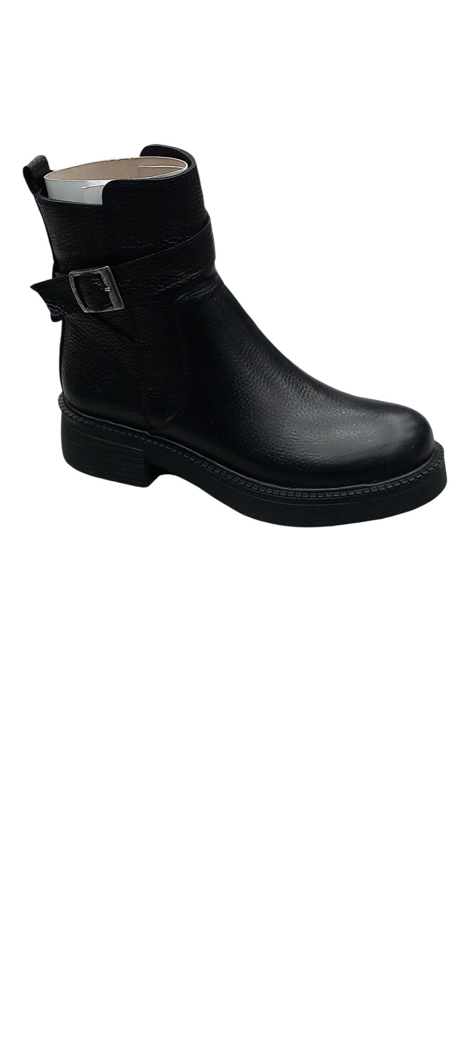 Siyah Hakiki Deri Bot Yandan Yermuarlı Tokalı