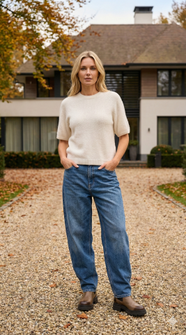 Beyaz Kısa Kollu İtalyan Triko