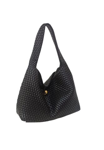 Siyah  Yumuşak  İtalyan  Örgülü Çanta