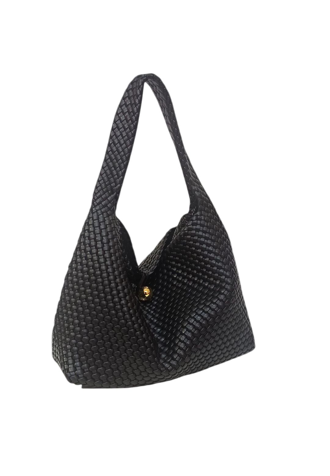 Siyah  Yumuşak  İtalyan  Örgülü Çanta