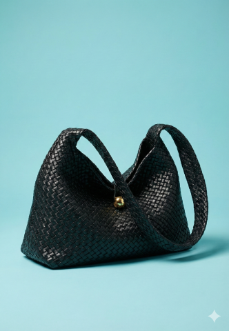 Siyah Yumuşak İtalyan Örgülü Çanta – Sanat Gibi Dokunuş, Günlük Lüks