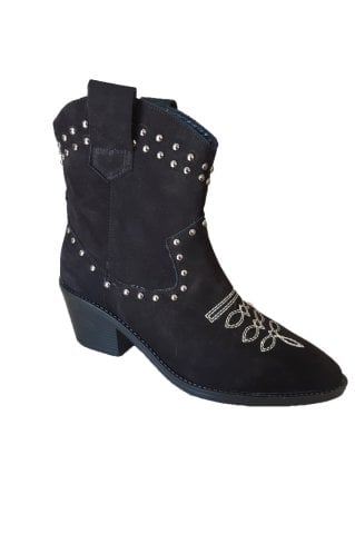 Siyah İşlemeli Western Bot