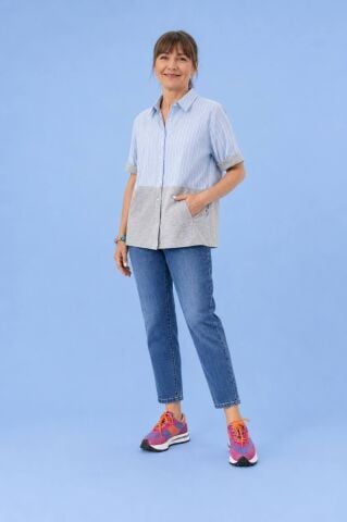 İnce Jean  Beli Lastikli Boru Paça Pantalonİnce Jean  Beli Lastikli Boru Paça Pantalon