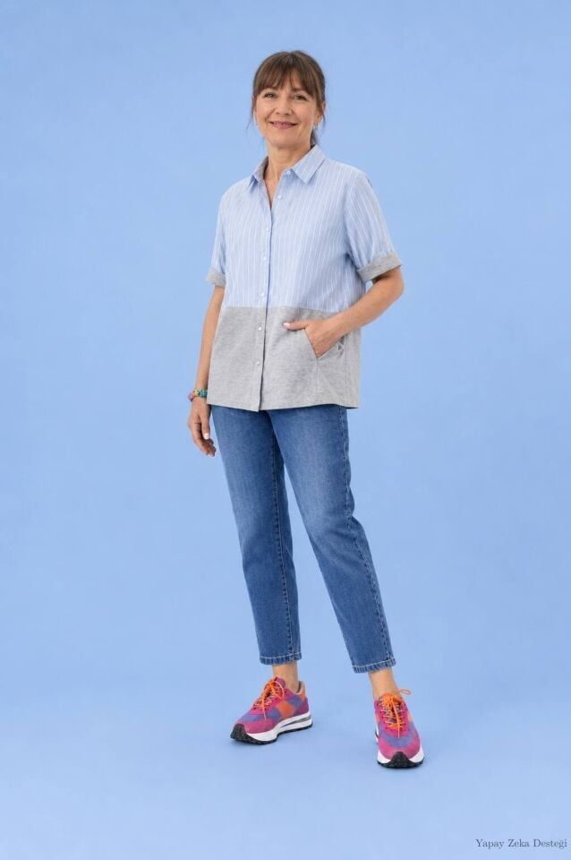 İnce Jean  Beli Lastikli Boru Paça Pantalonİnce Jean  Beli Lastikli Boru Paça Pantalon