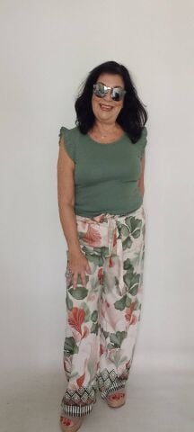 İtalyan Haki  Cotton Kol Agızları Fırfırlı Bluz
