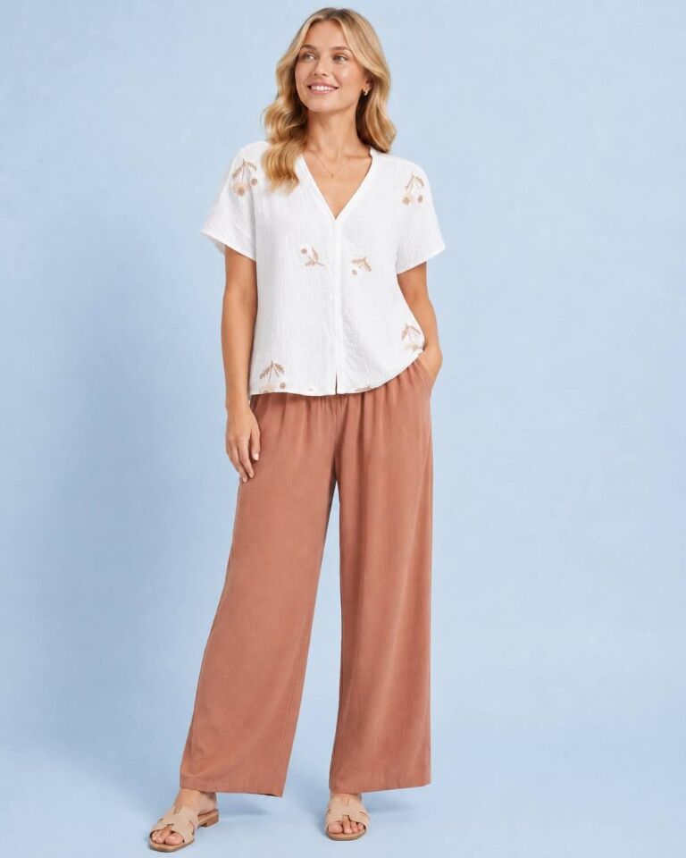 İnce  Gabardin Kumaş   Beli Lastikli Pantalon