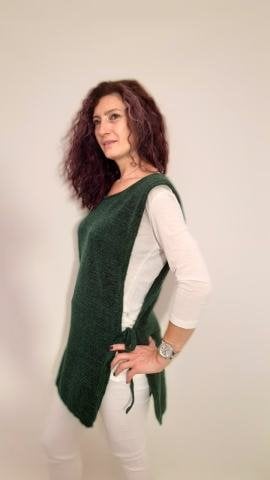 Yeşil  Yandan Baglamalı  Triko Sueter