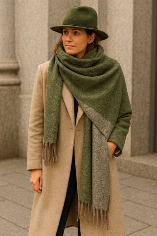 Haki Yeşil Kaşmir Şal