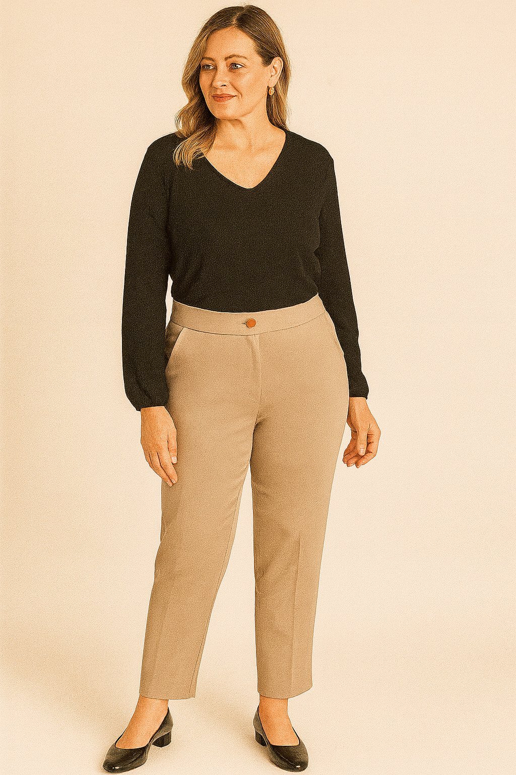 Büyük Beden Bej  Gabardin  Pantalon