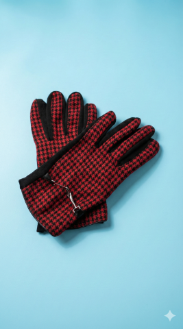 Metal Detaylı Kırmızı Eldiven