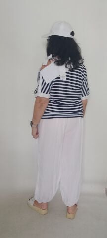 Lacivert Beyaz Çizgili Marin Modeli Penye