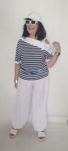 Lacivert Beyaz Çizgili Marin Modeli Penye