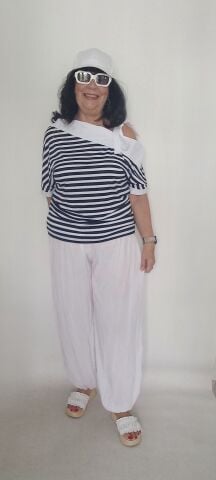 Lacivert Beyaz Çizgili Marin Modeli Penye
