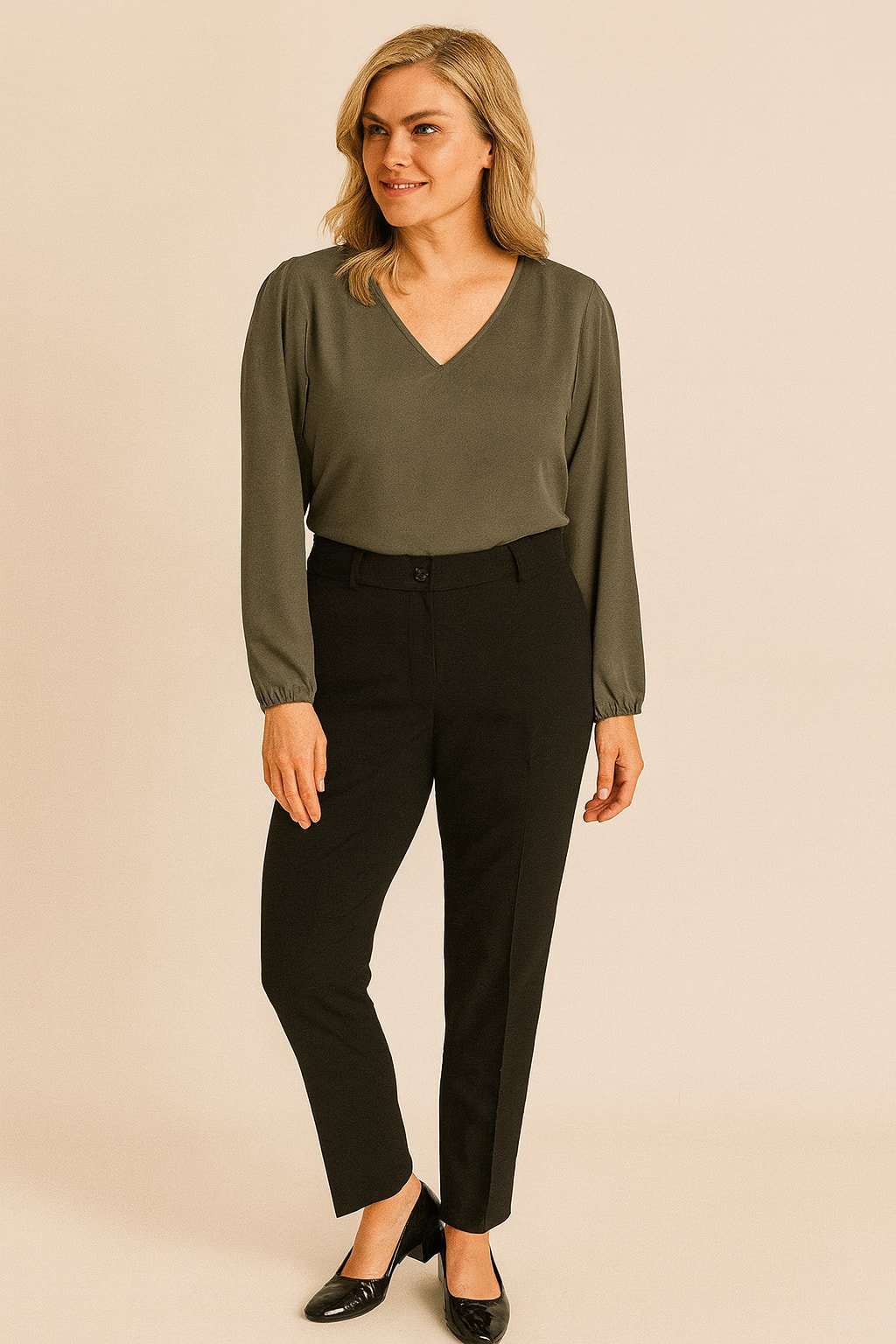 Büyük Beden Siyah  Gabardin Pantalon