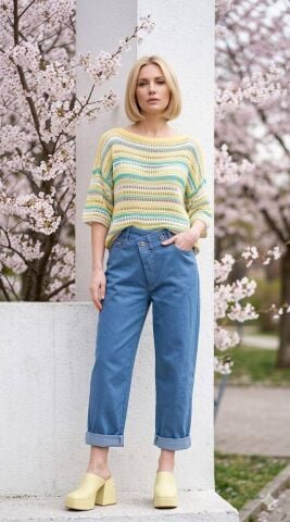 Mavi İtalyan Yandan Düğmeli Arka Lastikli Jean Pantalon