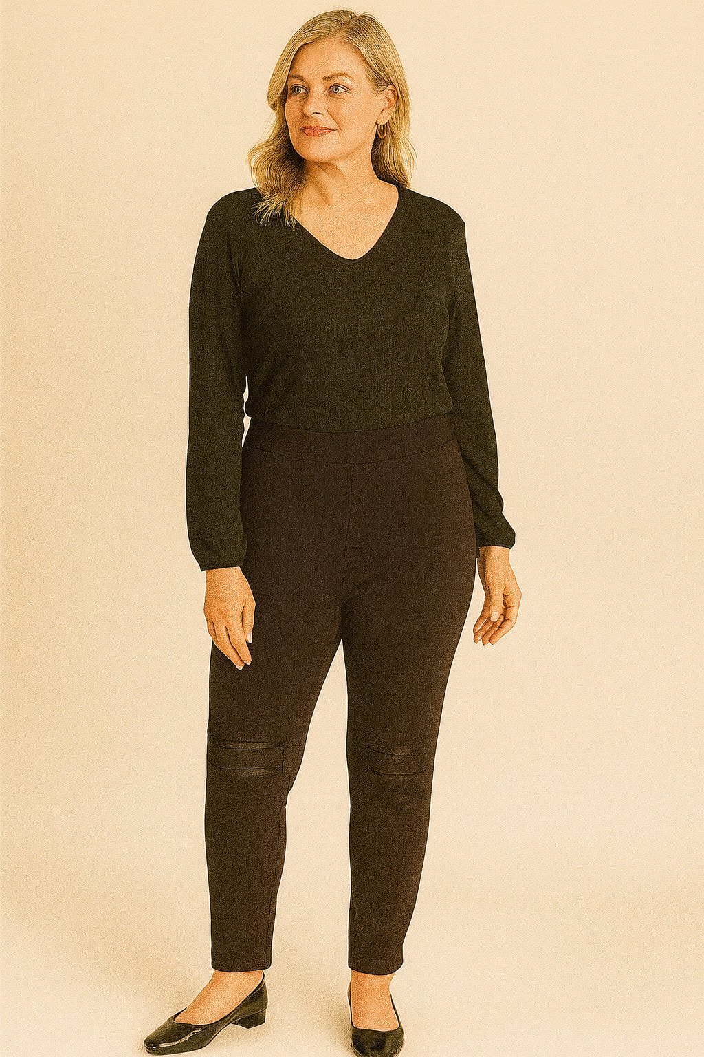 Büyük Beden  Kahve Tayt Yamalı  Pantalon