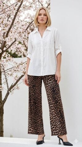 İtalyan  Beyaz vual fistolu gömlek