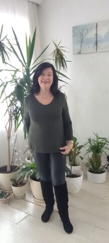 Haki Rengi V Yaka İtalyan İncecik Triko Bluz
