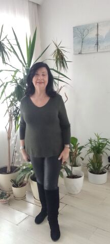 Haki Rengi V Yaka İtalyan İncecik Triko Bluz