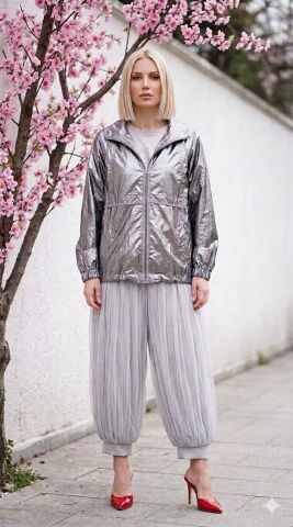 Gümüş  Rengi İnce Rüzgarlık