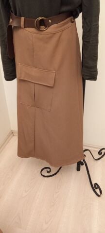 Camel Rengi Kruvazr Cepli Gabardin Etek İtalyan