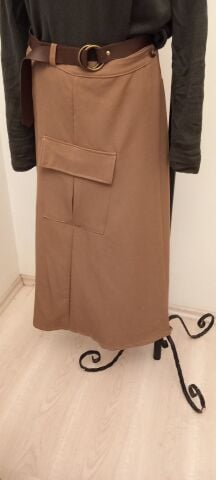 Camel Rengi Kruvazr Cepli Gabardin Etek İtalyan