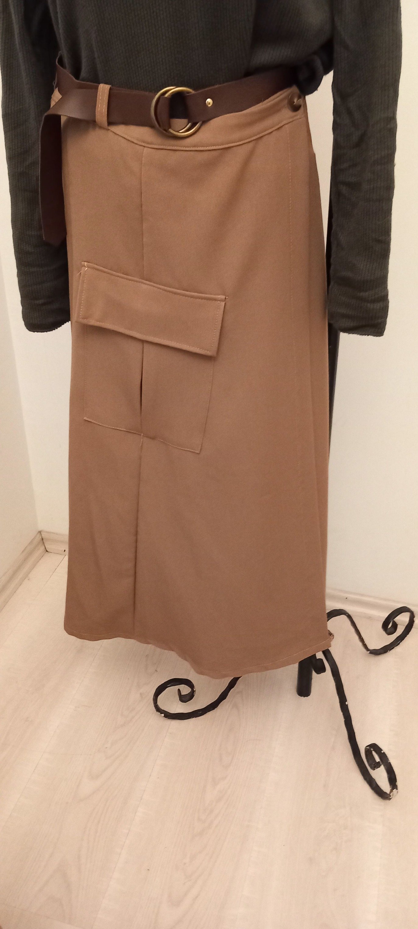 Camel Rengi Kruvazr Cepli Gabardin Etek İtalyan
