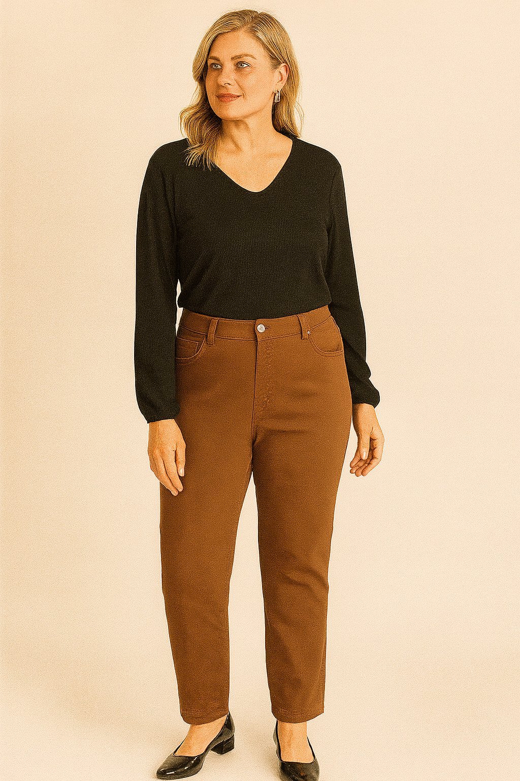 Büyük Beden Kanvas Taba Rengi Pantalon