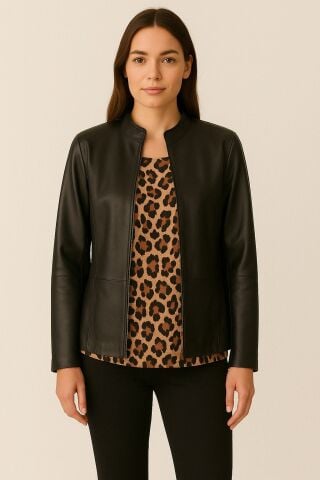 Hakiki Suet Çift Taraflı  Diger Tarafı Deri Olan Fermuarlı Ceket