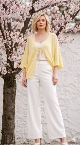 Sarı Merserize İtalyan Trukar Kollu Hırka