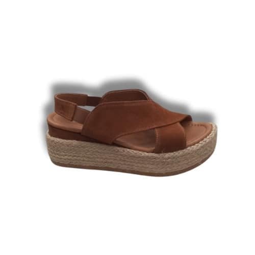 Taba Hakiki Deri Ve Hasır Tabanlı Çapraz Sandalet