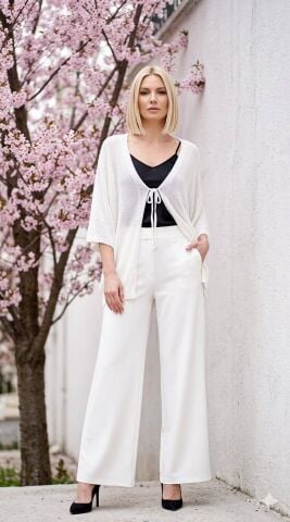 Beyaz  Merserize İtalyan Trukar Kollu Hırka