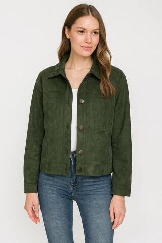 Haki Yeşil  Hakiki Suet    Ceket 1. sınıf Malzeme  Üretilmiştir