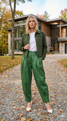 Hakiki Deri Süet Haki Ceket