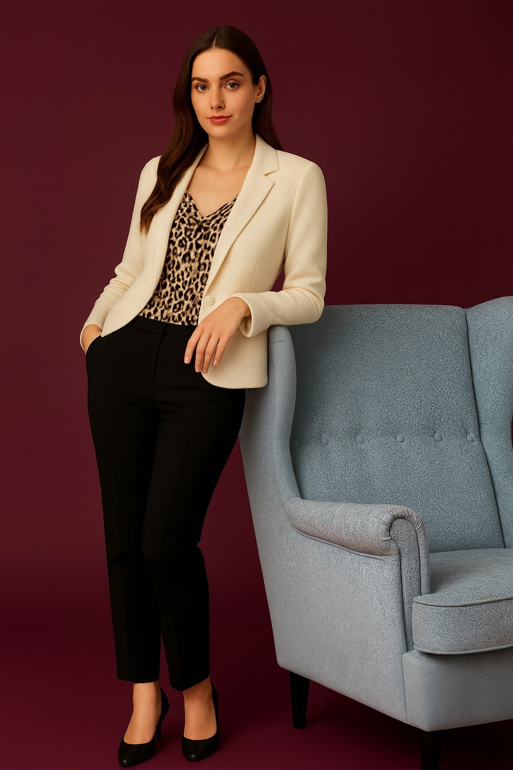 İtalyan Kemik Oturan  Tek Dügmeli  Örme  Ceket