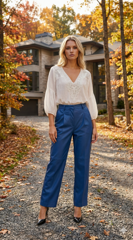 İtalyan Beyaz İpek Fistolu Bluz