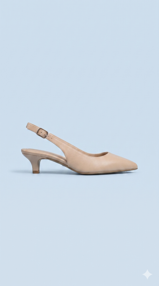 Kemik Arkası Açık Kısa Topuklu Stiletto