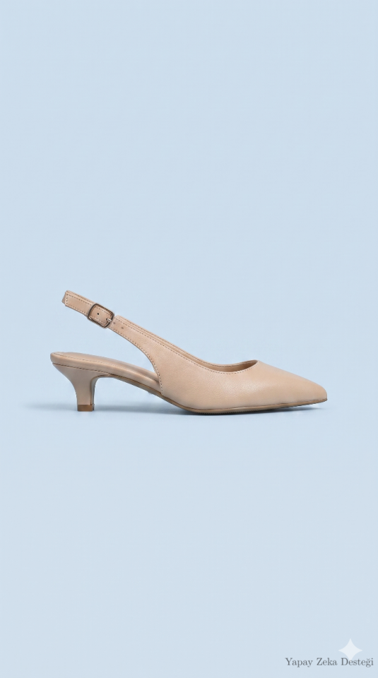 Kemik Arkası Açık Kısa Topuklu Stiletto