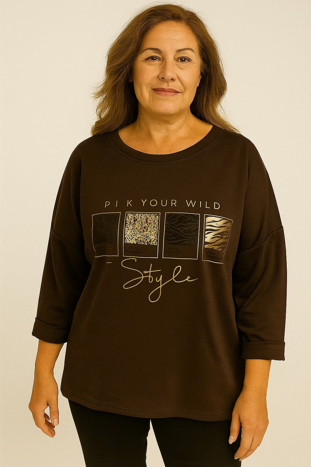 İtalyan Kahve Yuvarlak Yaka Dore Yazılı Sweet