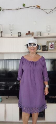Vual  Mor Kol Agızları Ve Etegi Fistolu Vual Elbise
