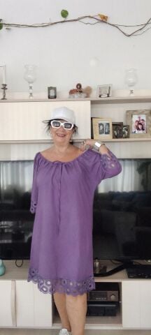 Vual  Mor Kol Agızları Ve Etegi Fistolu Vual Elbise