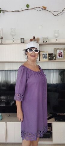 Vual  Mor Kol Agızları Ve Etegi Fistolu Vual Elbise
