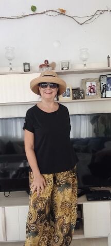 İtalyan Hardal Desenli Şalvar  Pantalon