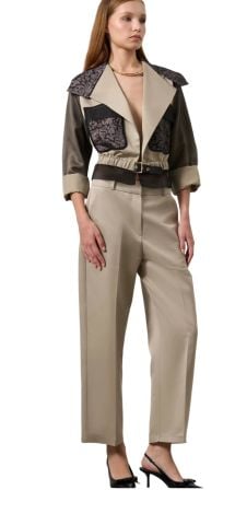 Bej Rengi Bol Paça Gabardin  Pantalon